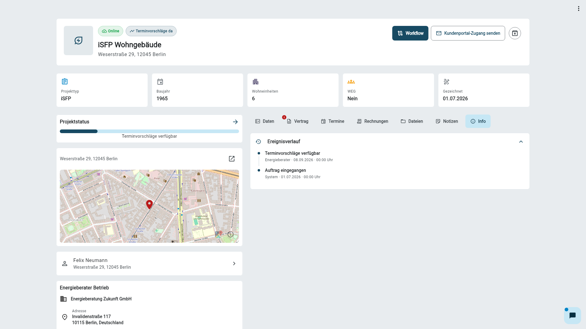 Projekte abwickeln in Thermoapp
